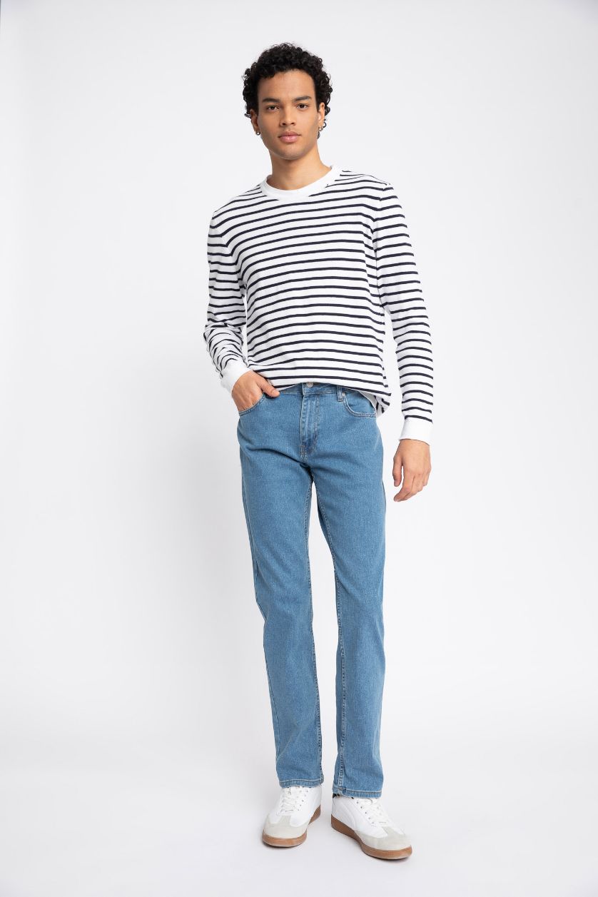 رجالي أزرق بنطلون جينز سيرجيو قصة عادية بخصر عادي