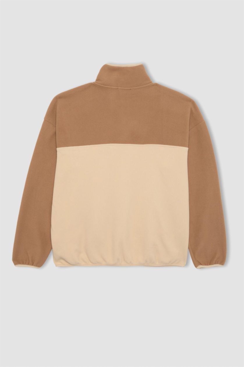 Woman Beige Loose Fit fleece Sweatshirt