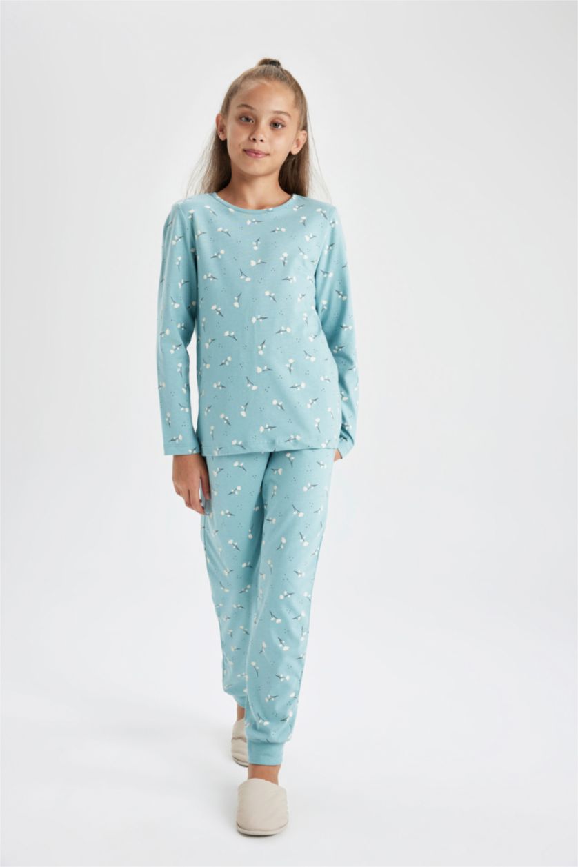 FILLES Mat Yeşil Pyjamas Coupe Régulière - 2 Pièces