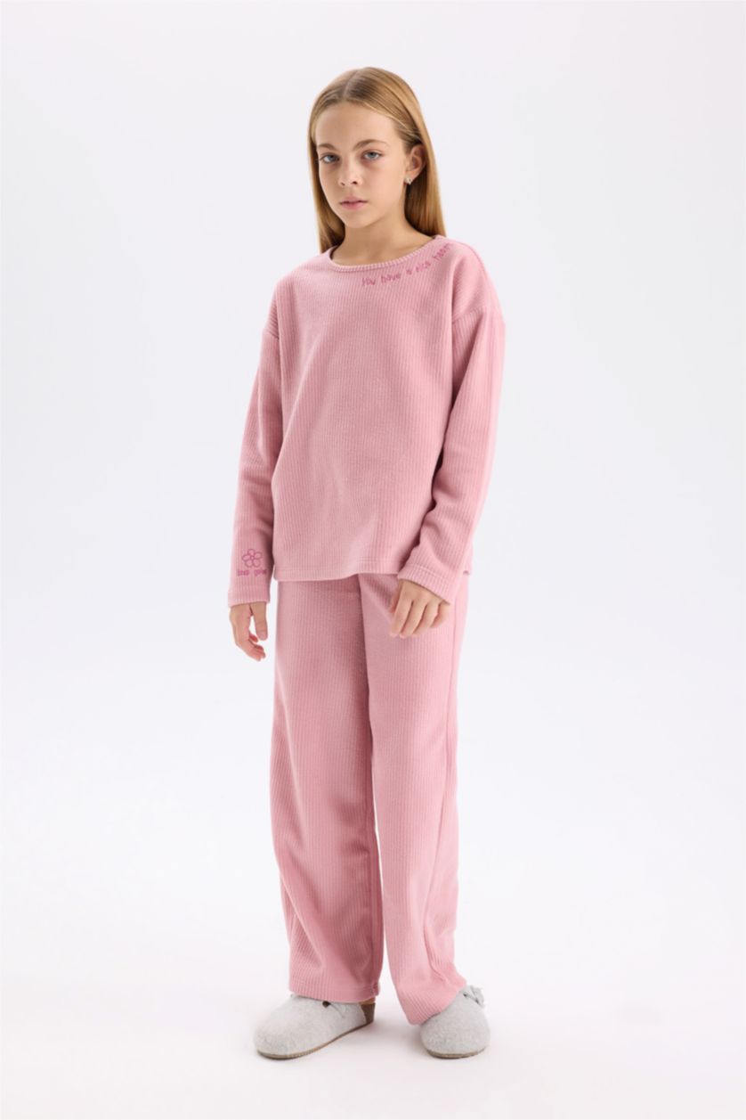 FILLES Bordeaux Pyjama à Manches Longues En Peluche Pour Fille