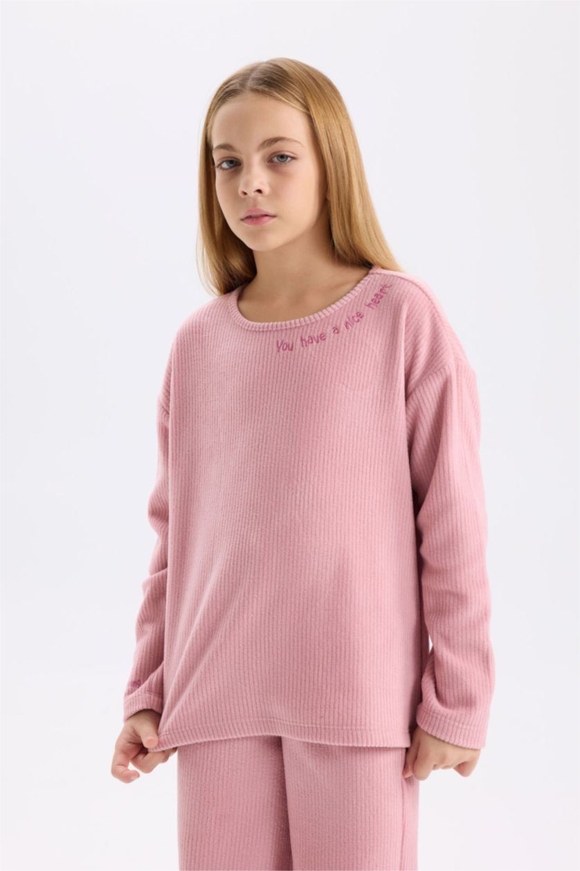 FILLES Bordeaux Pyjama à Manches Longues En Peluche Pour Fille