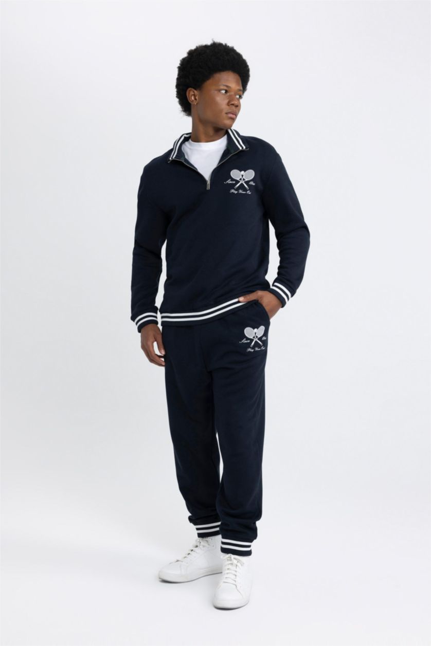 رجالي كحلي بنطلون سويت بانتس اوفر سايز  بجيب من DeFactoFit