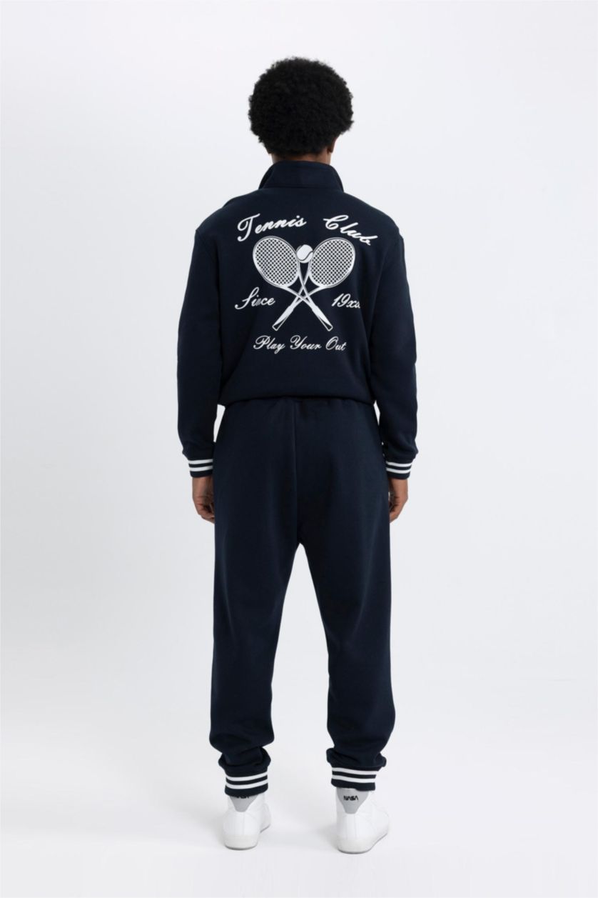 رجالي كحلي بنطلون سويت بانتس اوفر سايز  بجيب من DeFactoFit