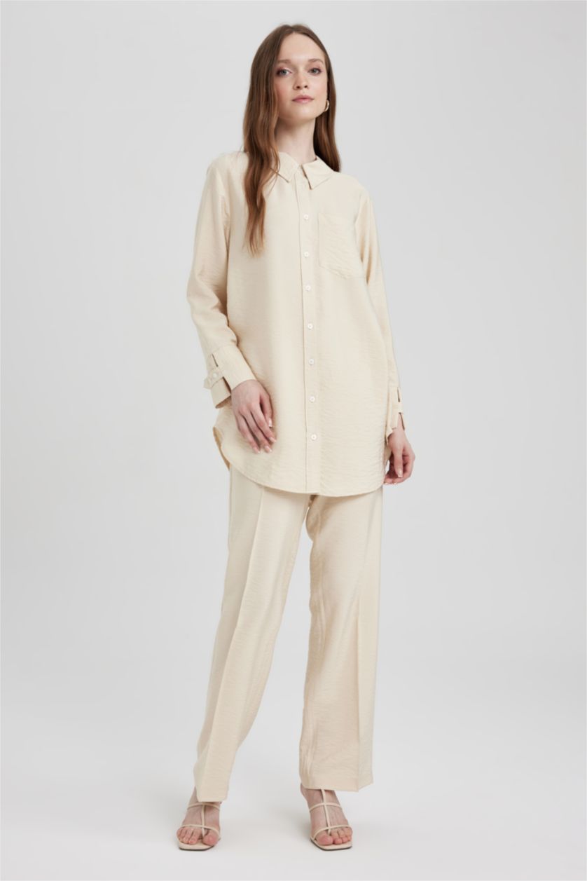 FEMME Beige Pantalon Coupe Classique