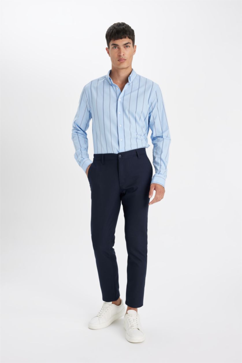 MAN Blue Modern Fit Woven Long Sleeve Shirt