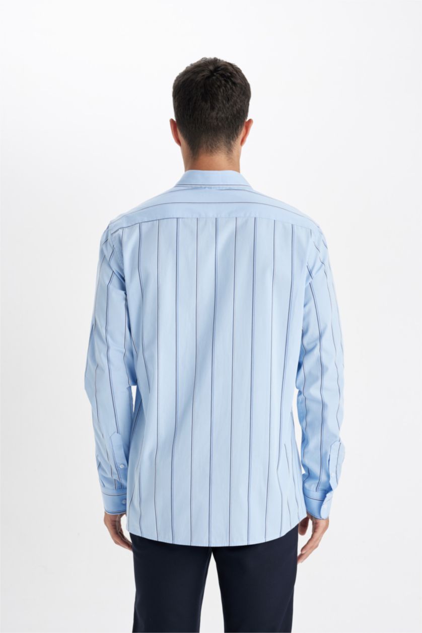 MAN Blue Modern Fit Woven Long Sleeve Shirt