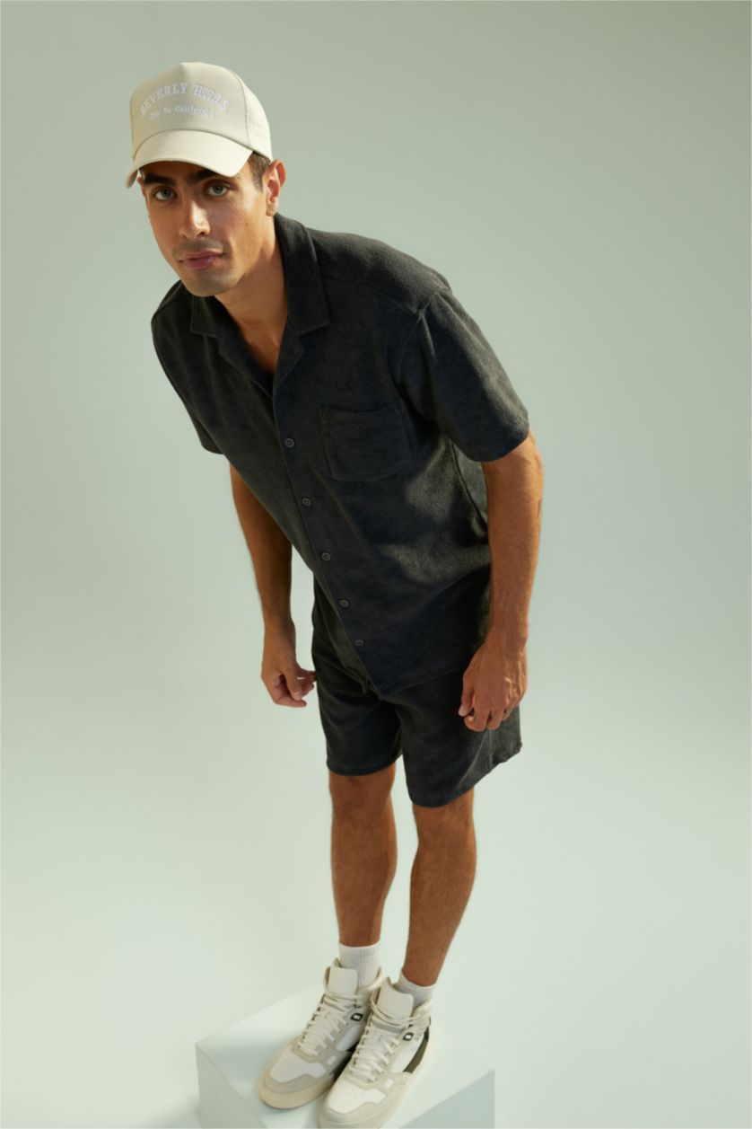 HOMME Anthracite Chemise À Manches Courtes Coupe Moderne