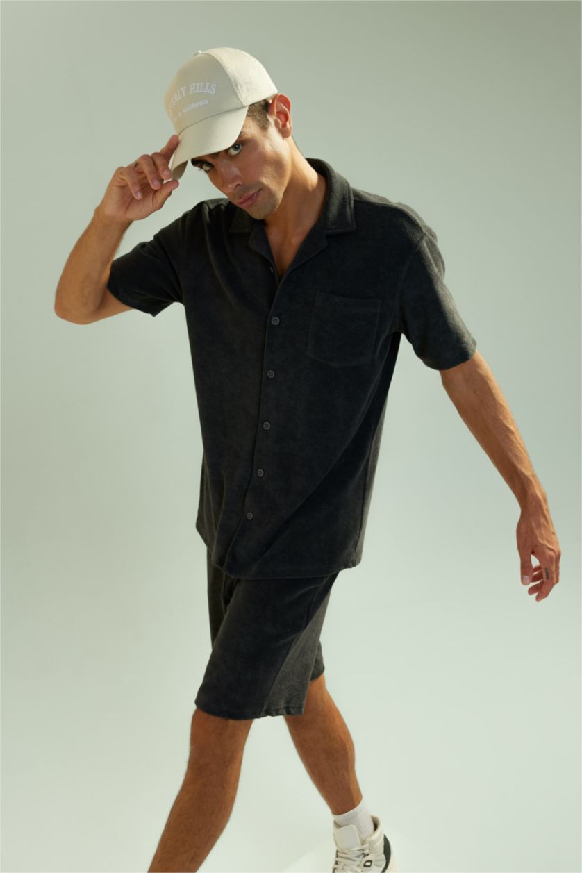HOMME Anthracite Chemise À Manches Courtes Coupe Moderne