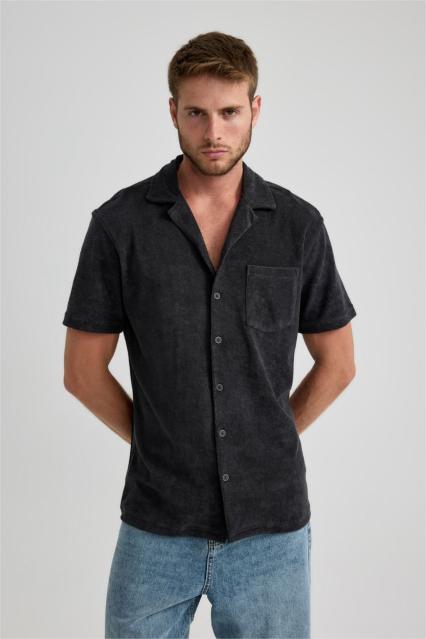HOMME Anthracite Chemise À Manches Courtes Coupe Moderne