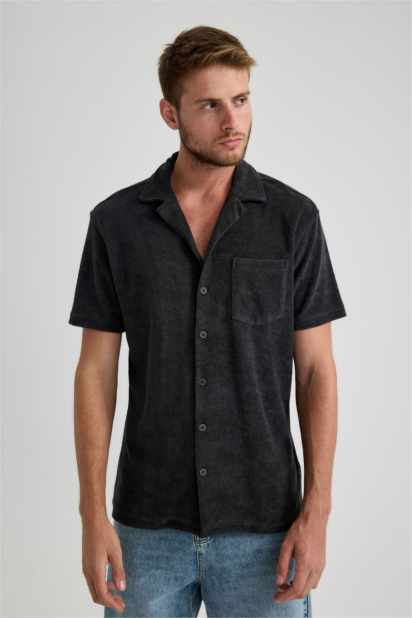 HOMME Anthracite Chemise À Manches Courtes Coupe Moderne