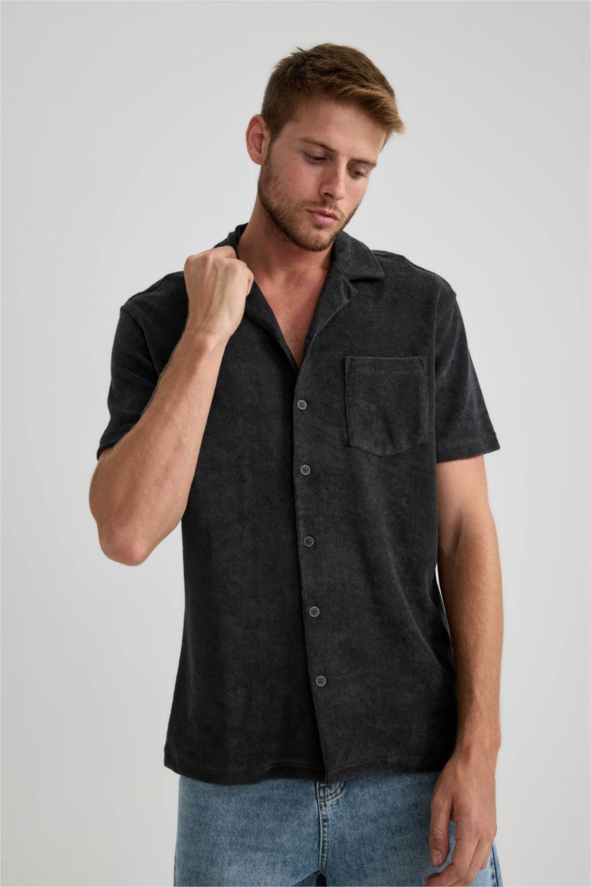 HOMME Anthracite Chemise À Manches Courtes Coupe Moderne