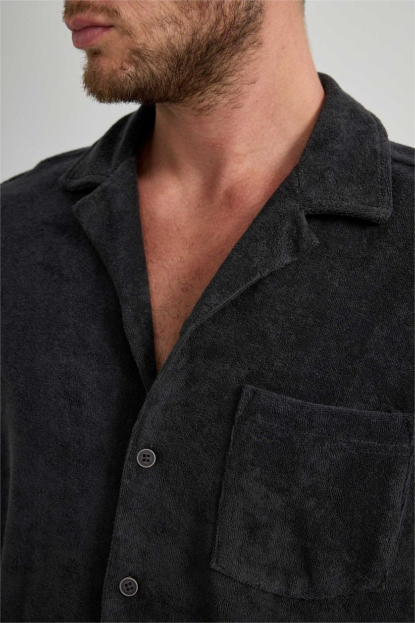 HOMME Anthracite Chemise À Manches Courtes Coupe Moderne