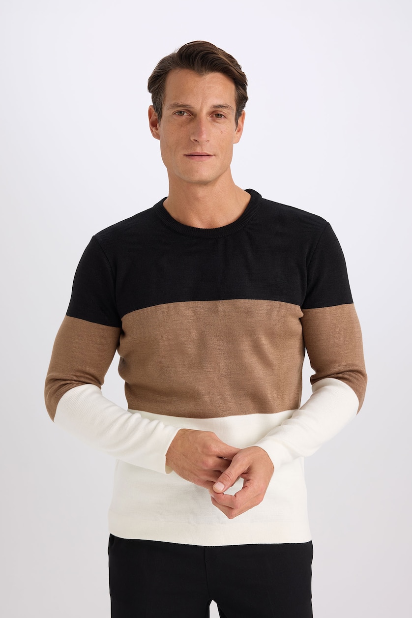 Men Camel Standard Fit Knitwear Pullover