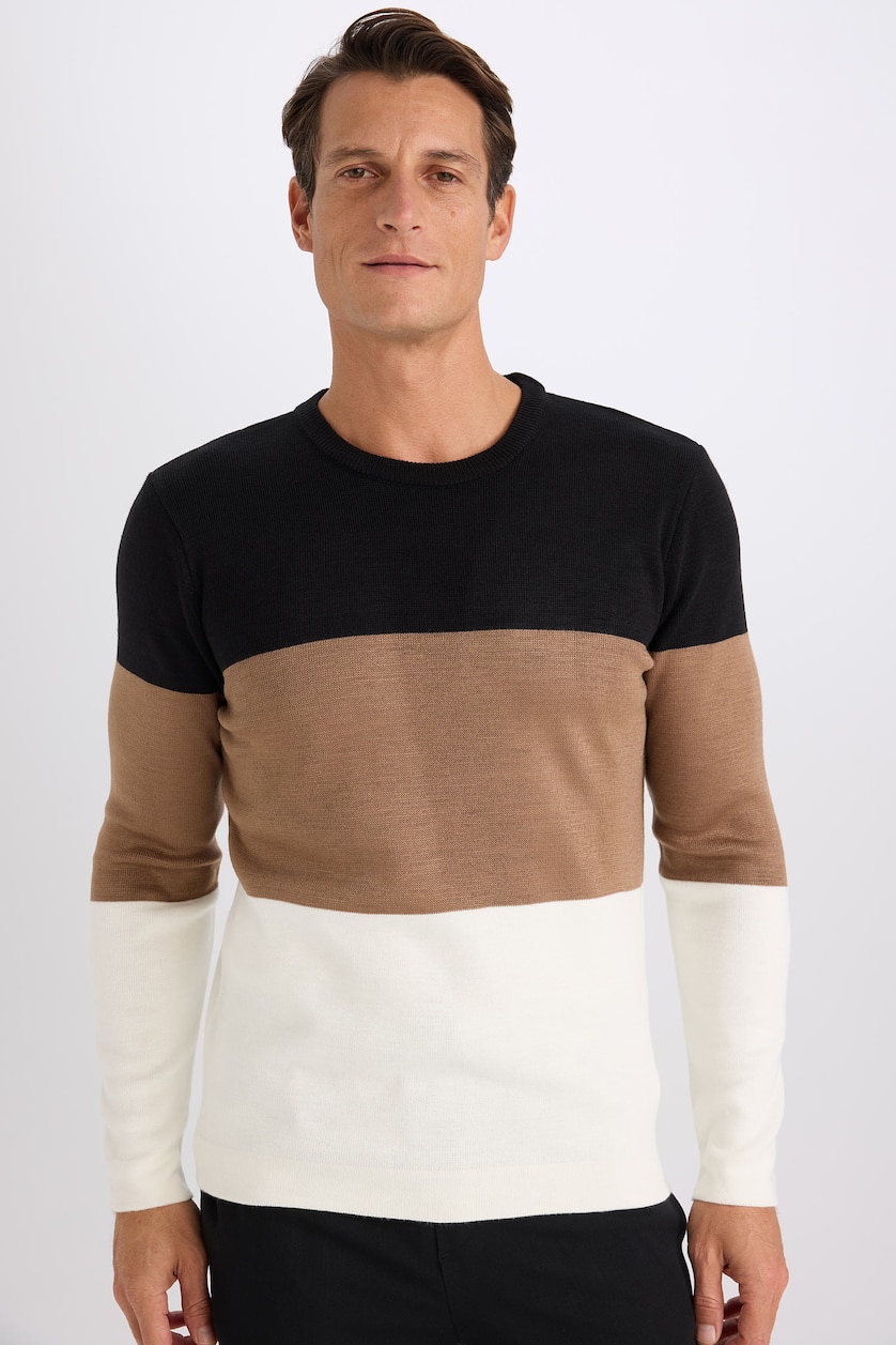 Men Camel Standard Fit Knitwear Pullover