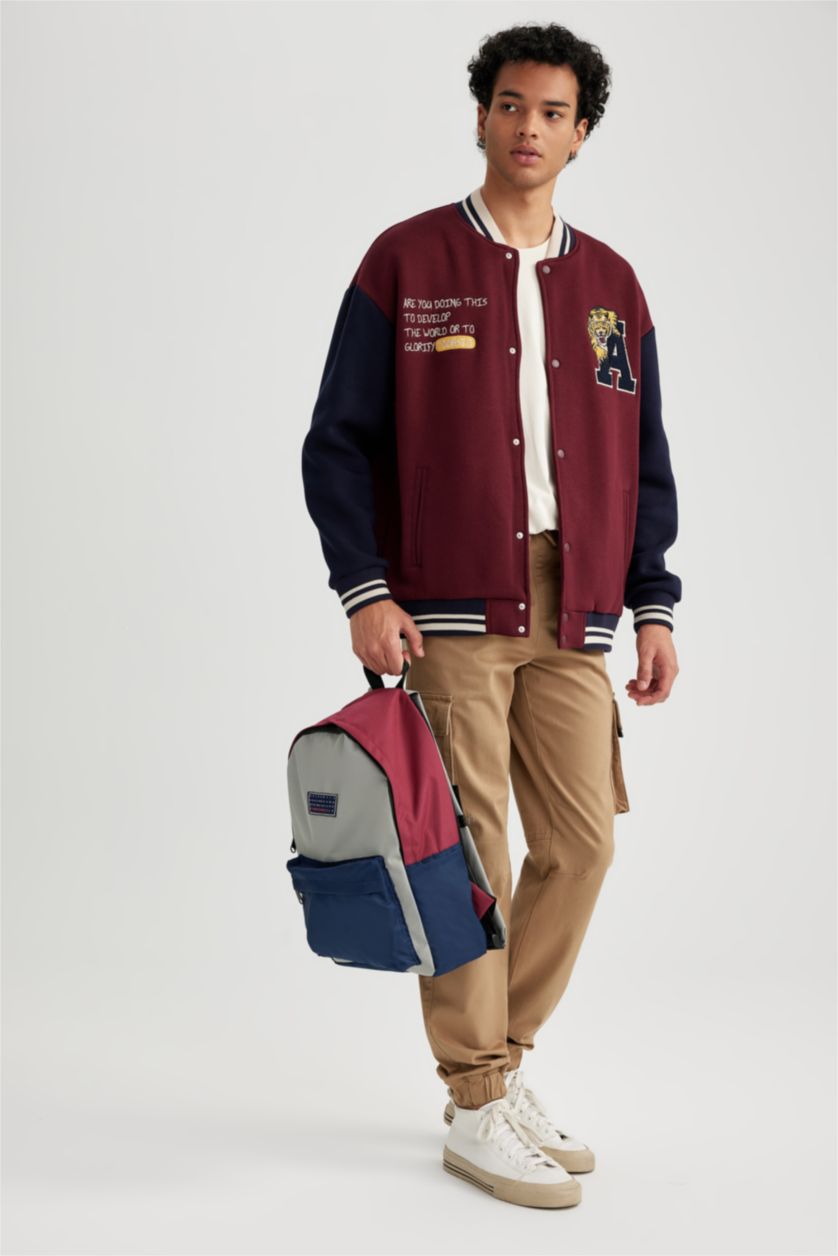 Erkek Lacivert Erkek Su İtici Kumaş Sırt Çantası