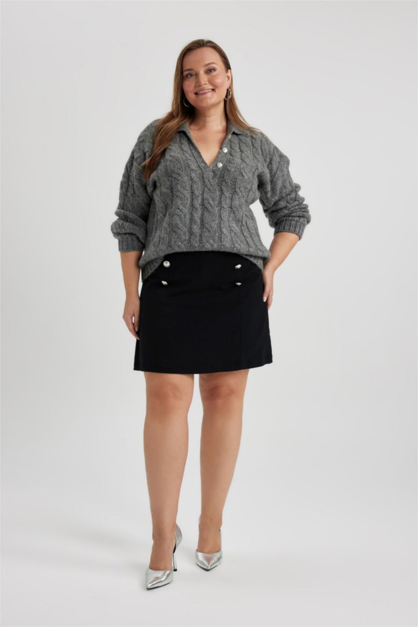 WOMAN Black A Cut Mini