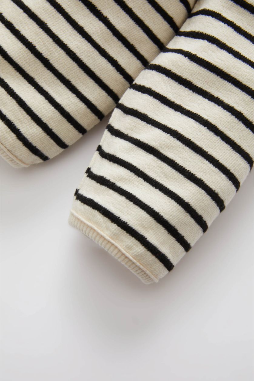 BABY GIRL White Regular Fit Striped Baby Collar Sweatshirt