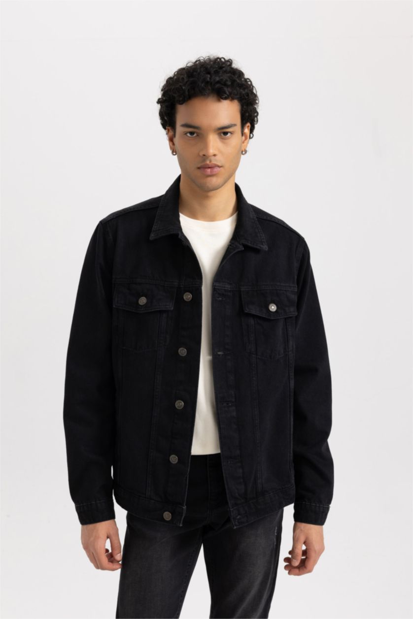 رجالي أسود جاكيت سليم فيت