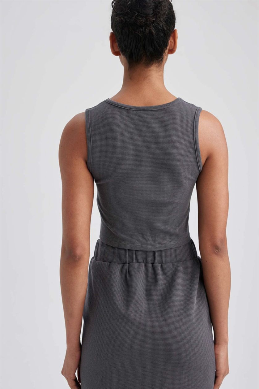 WOMAN Anthracite DeFactoFit Slim Fit Crew Neck Tank Top