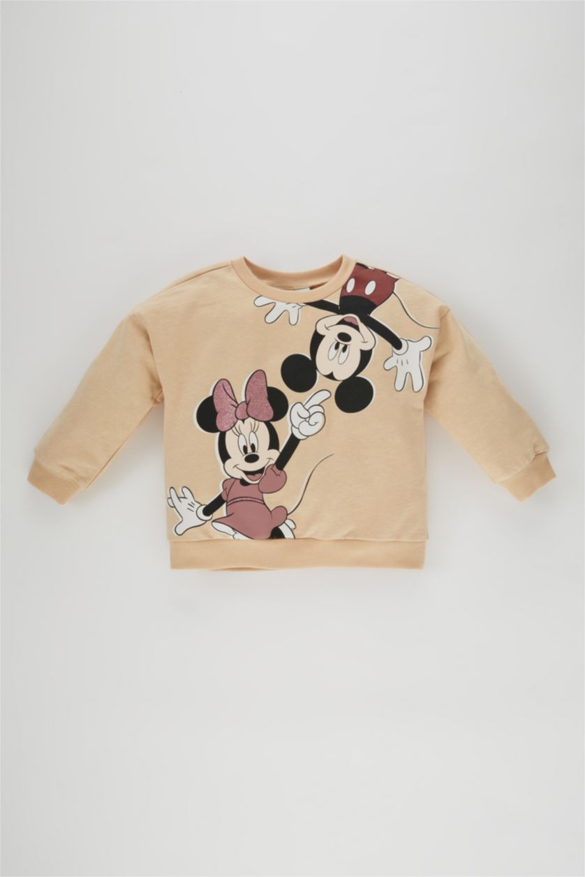 BÉBÉ FILLE Beige Sweat- Shirt Tissu Sweat Fin Coupe Régulière Col Ras Du Cou Mickey & Minnie (Standard Characters)