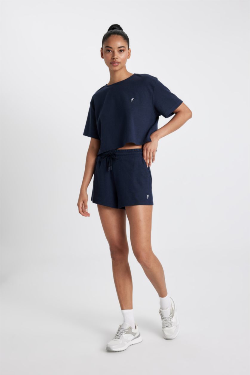 حريمي كحلي شورت قصة عادية من DeFactoFit