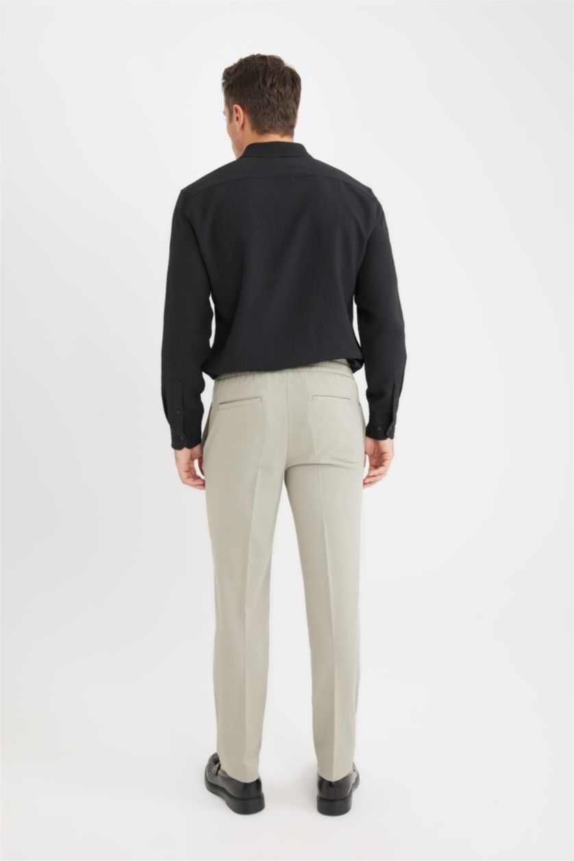 Man Light Khaki jogger Regular Hem Trousers