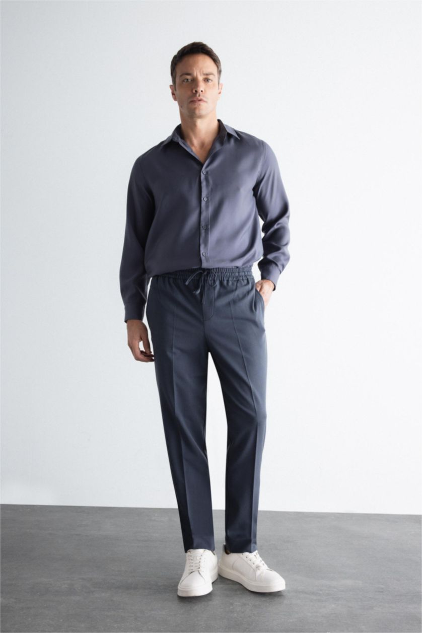 MAN Light Navy Elastic Straight Leg Pocketed Stretch Jogger Pants