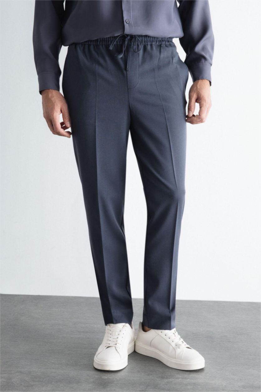 MAN Light Navy Elastic Straight Leg Pocketed Stretch Jogger Pants