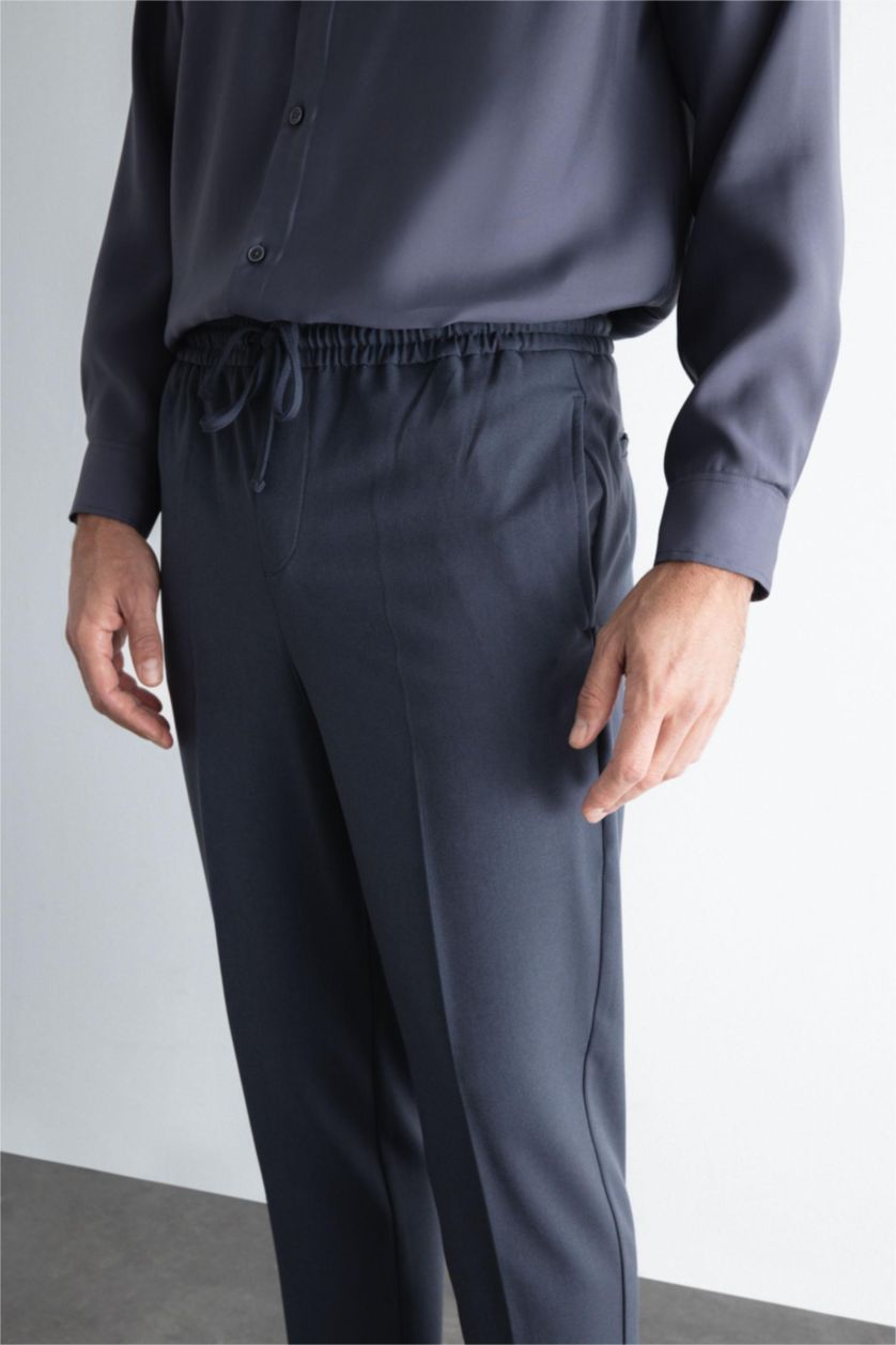 MAN Light Navy Elastic Straight Leg Pocketed Stretch Jogger Pants