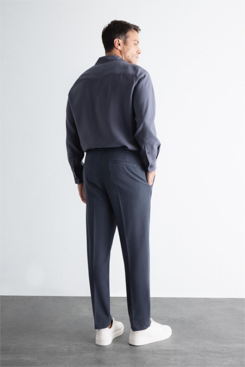 MAN Light Navy Elastic Straight Leg Pocketed Stretch Jogger Pants