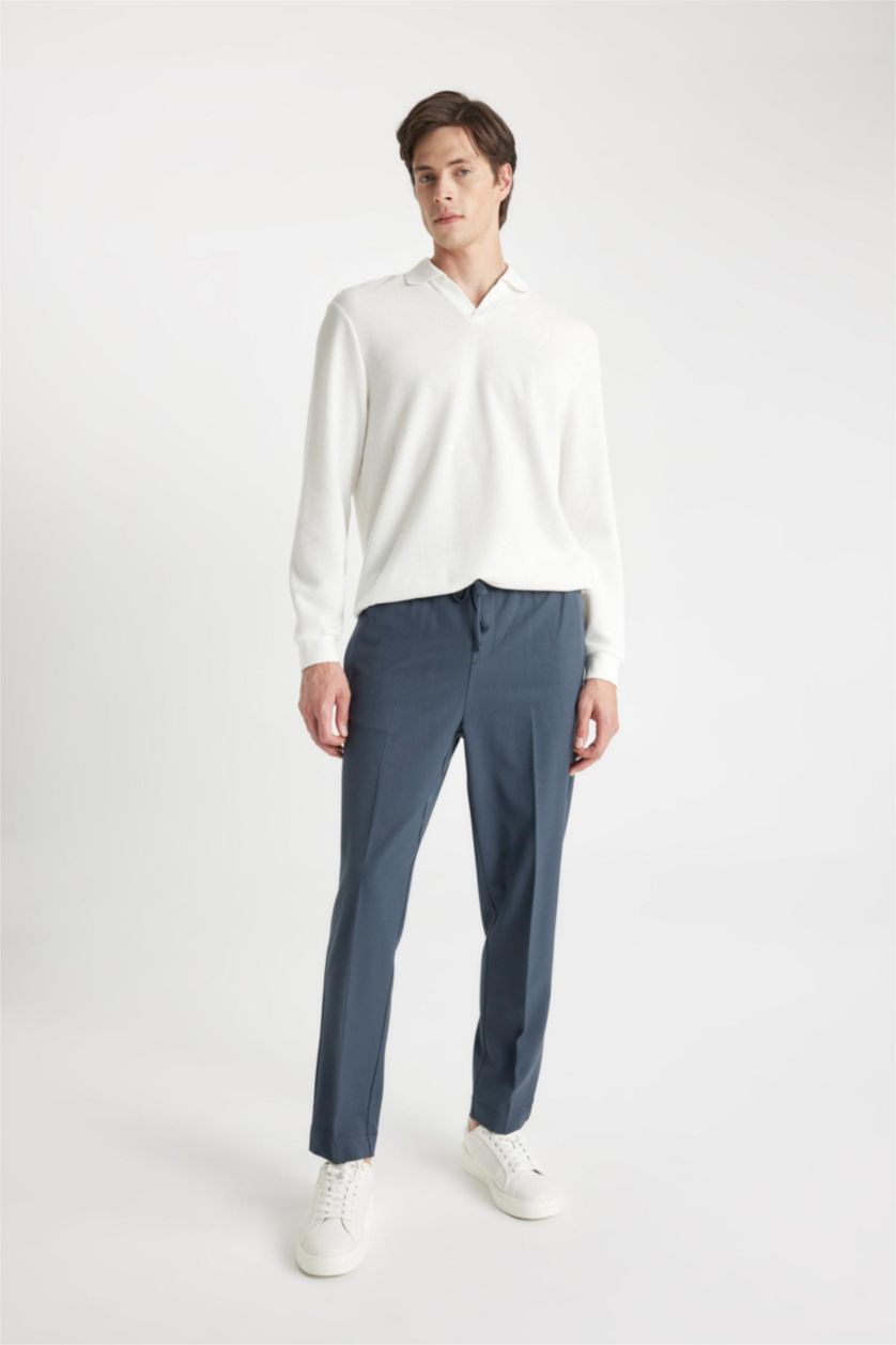 MAN Light Navy Elastic Straight Leg Pocketed Stretch Jogger Pants