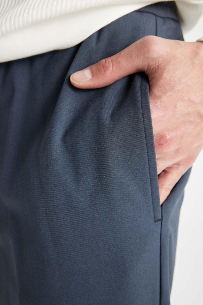 MAN Light Navy Elastic Straight Leg Pocketed Stretch Jogger Pants