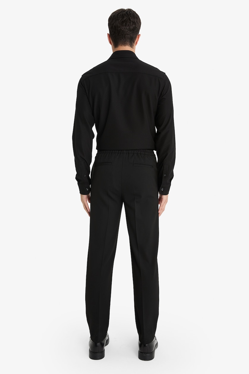 Erkek Siyah Beli Bağcıklı Lastikli Jogger Fit Pantolon