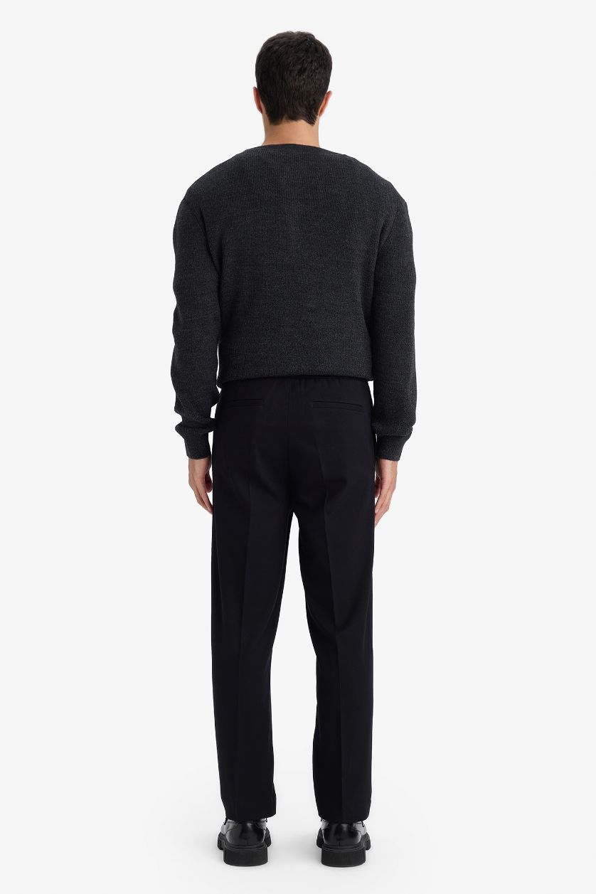 Erkek Siyah Beli Bağcıklı Lastikli Cepli Jogger Fit Her Yöne Esneyen Yumuşak Tuşe Pantolon