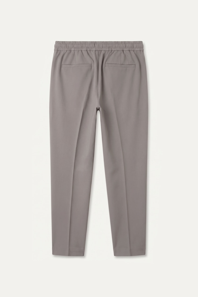 Erkek Gri Beli Bağcıklı Lastikli Jogger Fit Pantolon