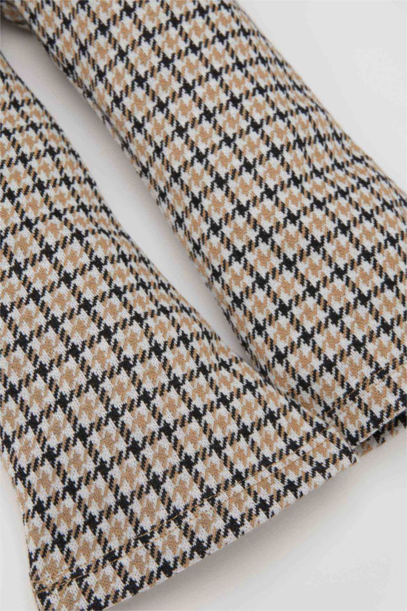 BABY GIRL Beige Baby Girl Flare Fit Checked Elastic Waist Trousers