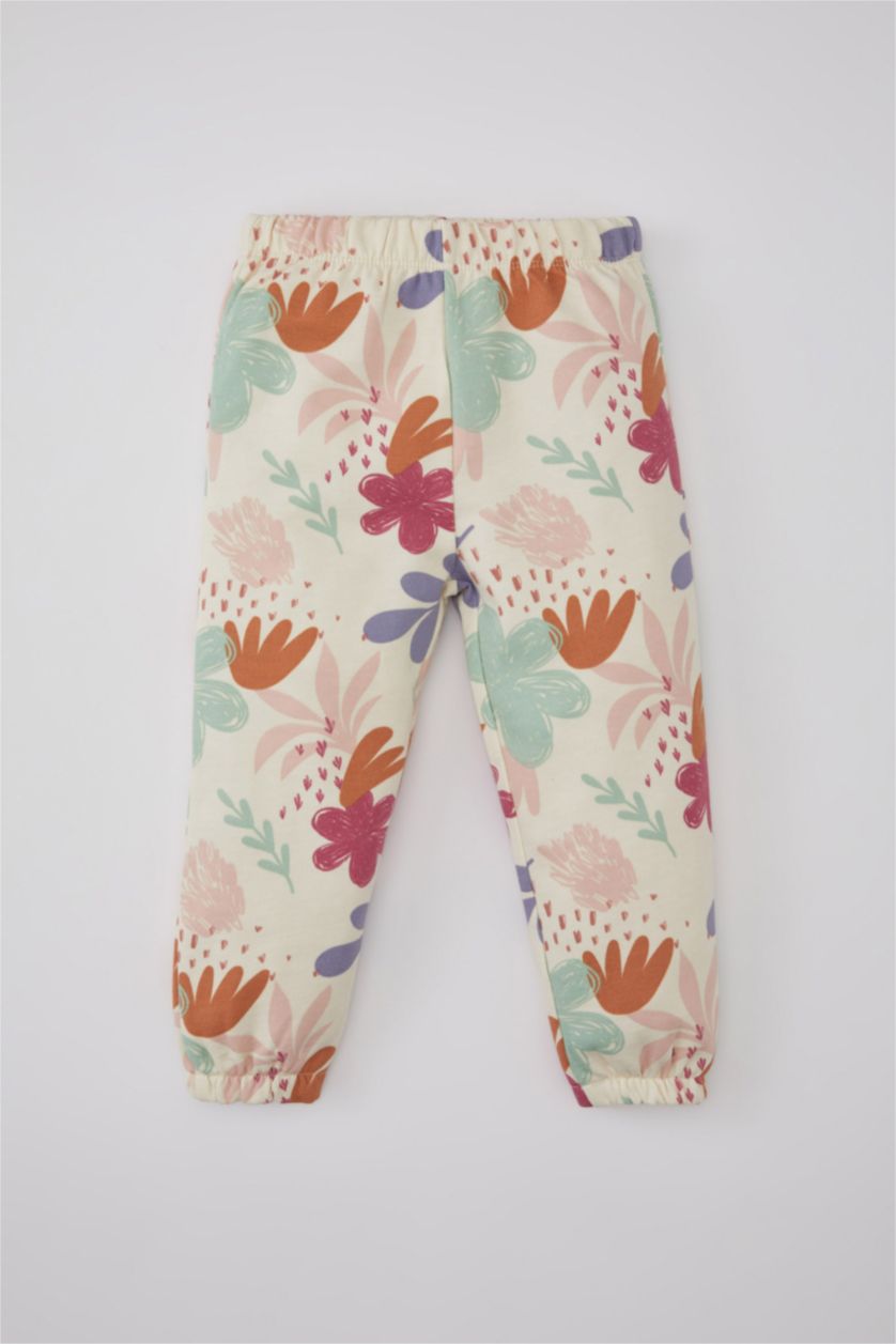 BABY GIRL Ecru Baby Girl Patterned Long Sleeve Sweatshirt Sweatpants 2 Piece Set