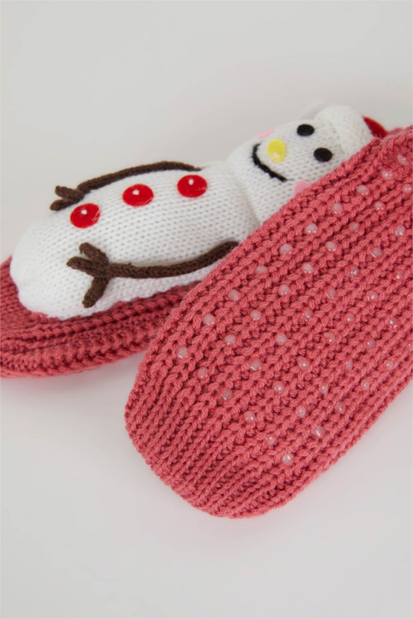 GIRLS & TEENS Pink Girl Christmas Themed Cotton Winter Socks