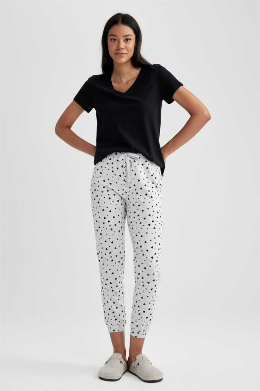 WOMAN Grey Melange Regular Fit Knitted Bottoms