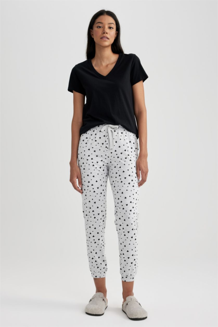 WOMAN Grey Melange Regular Fit Knitted Bottoms