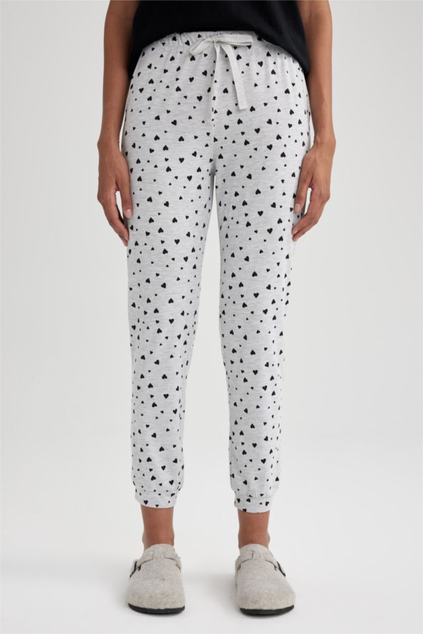 WOMAN Grey Melange Regular Fit Knitted Bottoms