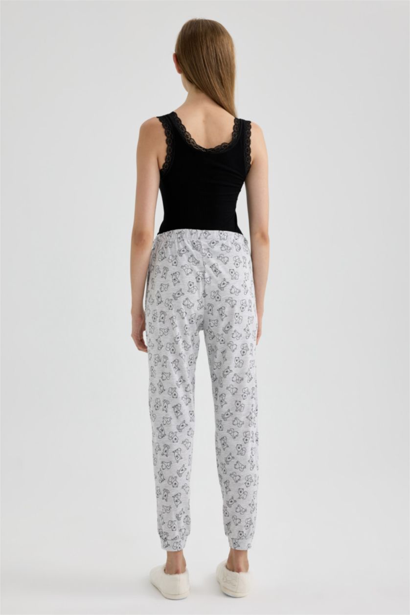 Kadın Gri Melanj Fall in Love Regular Fit Desenli Pijama Altı
