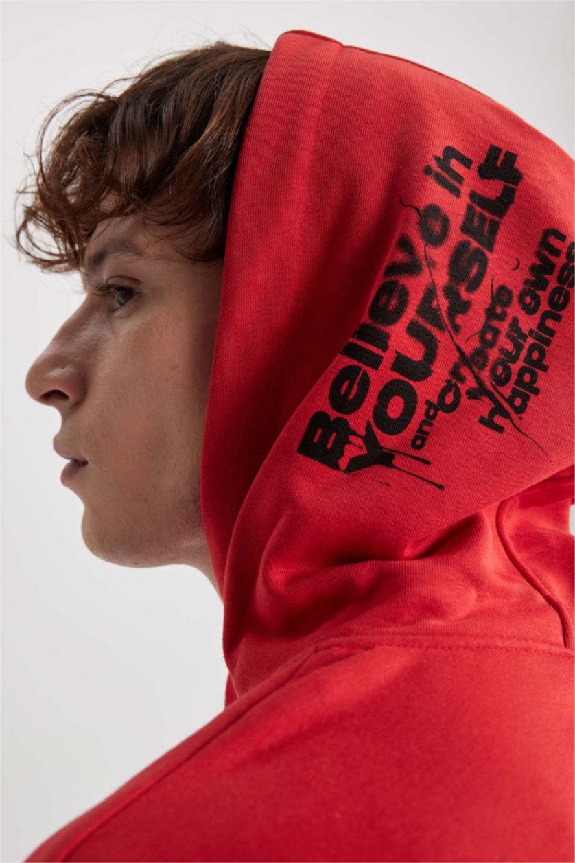 HOMME Rouge Sweat- Shirt Coupe Oversize Encapuchonné