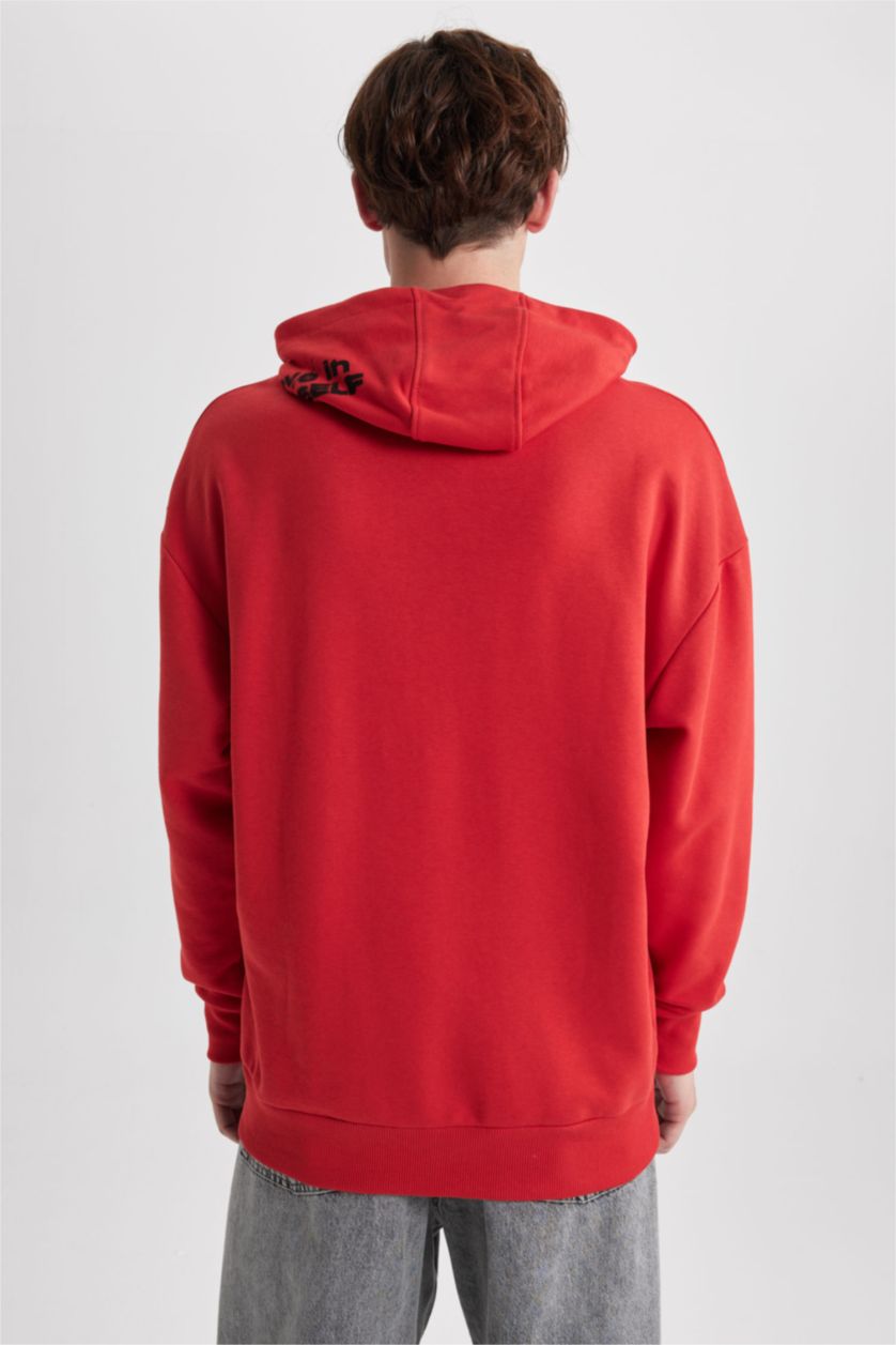 HOMME Rouge Sweat- Shirt Coupe Oversize Encapuchonné
