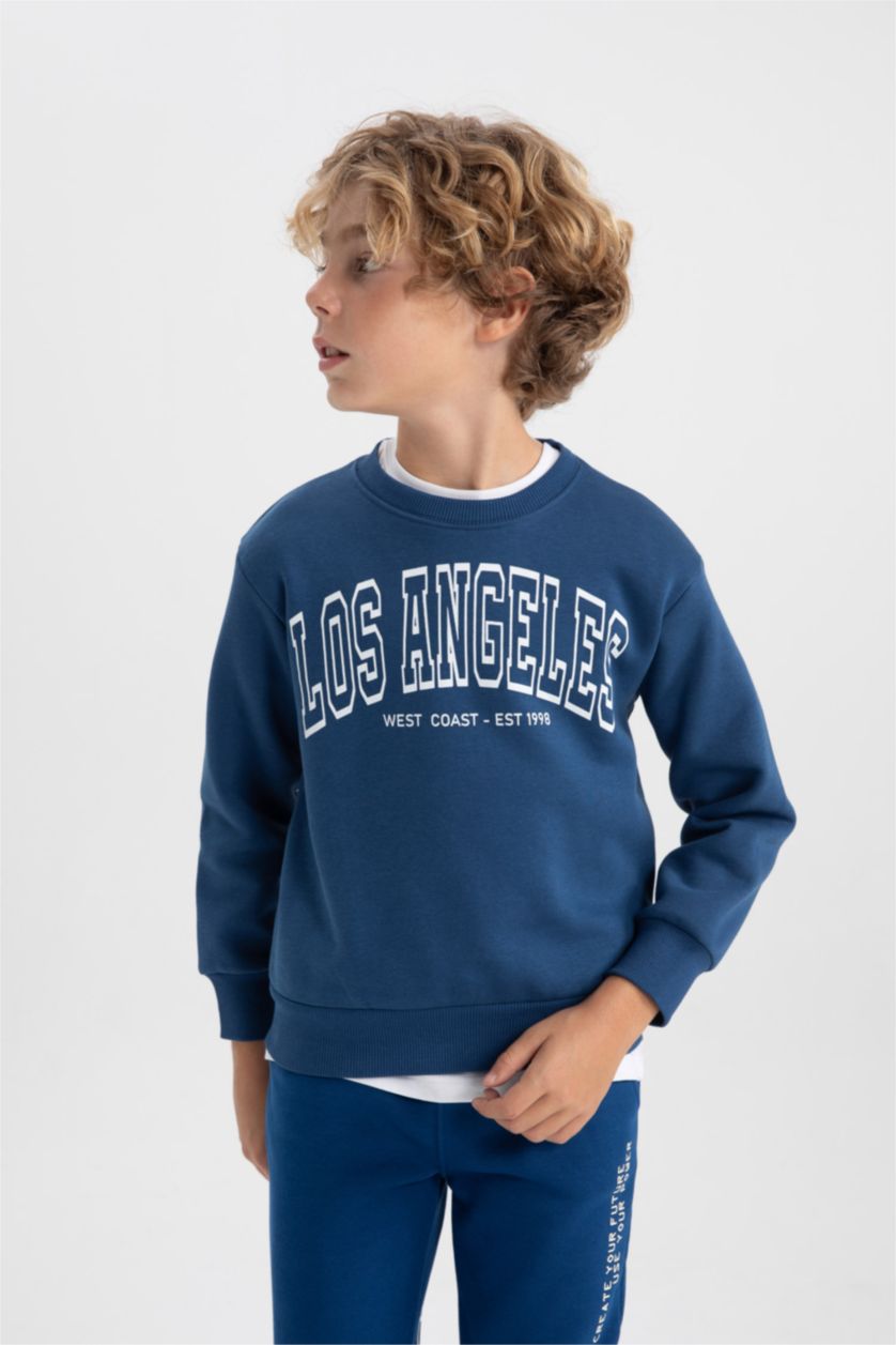 BOYS & TEENS Blue New Regular Fit Crew Neck Sweatshirt