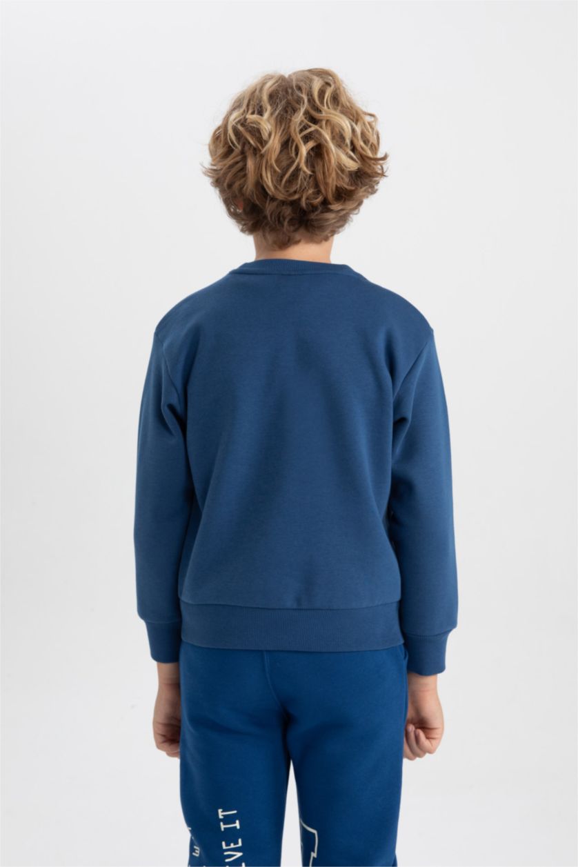 BOYS & TEENS Blue New Regular Fit Crew Neck Sweatshirt