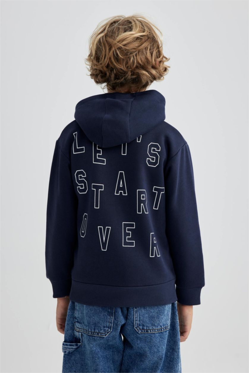 Erkek Çocuk - Genç Erkek Lacivert Erkek Çocuk Kapüşonlu Kalın Sweatshirt