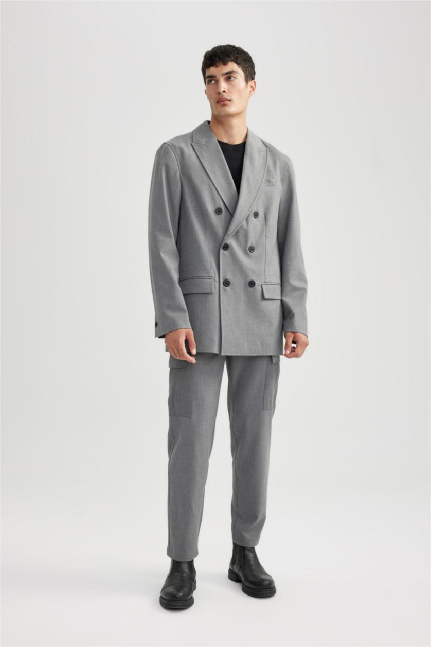 MAN Grey Melange Regular Fit Lined Blazer