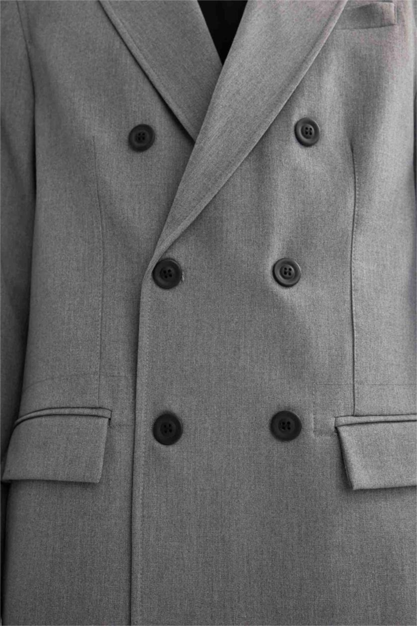 MAN Grey Melange Regular Fit Lined Blazer