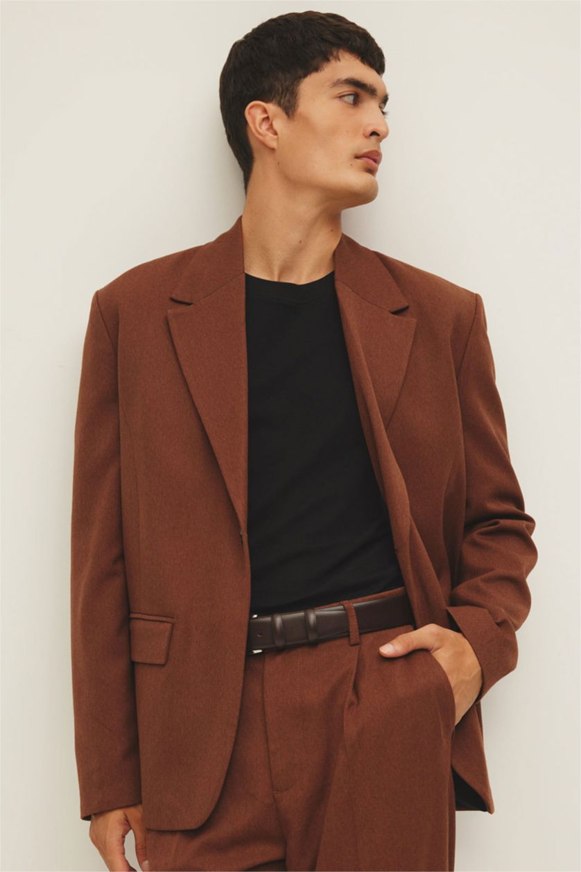 MAN Brown Relax Fit Lined Blazer